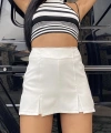 Pullaps Çift Yırtmaçlı Etek Görünümlü Mini Şortetek Beyaz