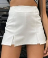 Pullaps Çift Yırtmaçlı Etek Görünümlü Mini Şortetek Beyaz