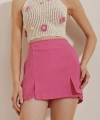 Pullaps Çift Yırtmaçlı Etek Görünümlü Mini Şortetek Pembe