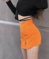 Pullaps Çift Yırtmaçlı Etek Görünümlü Mini Şortetek Turuncu