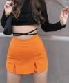Pullaps Çift Yırtmaçlı Etek Görünümlü Mini Şortetek Turuncu