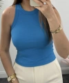 Pullaps Halter Yaka Fitilli Atlet Tam Boy Mavi