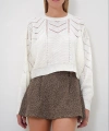 Pullaps Bisiklet Yaka Yarasa Kol Ajurlu Triko Kazak Ekru