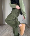 Pullaps Kargo Cepli Paçası Ayarlanabilir Pantolon Haki