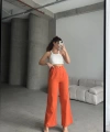 Pullaps Keten Palazzo Pantolon Oranj