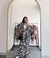 Pullaps Kimonolu Pantolonlu Zebra Desenli Gofre Takım