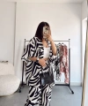 Pullaps Kimonolu Pantolonlu Zebra Desenli Gofre Takım