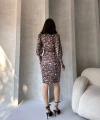 Pullaps Leopar Desenli Midi Boy Elbise Kvh