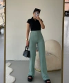 Pullaps Likralı Çımalı Palazzo Pantolon Mint