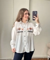 Pullaps Nakış Ve Boncuk Detaylı Gömlek