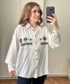 Pullaps Nakış Ve Boncuk Detaylı Gömlek