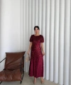 Pullaps Payetli Maxi Elbise Bordo