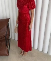 Pullaps Payetli Maxi Elbise Kırmızı