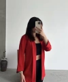 Pullaps Şal Yaka Ceket Kırmızı