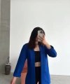 Pullaps Şal Yaka Ceket Saks Mavi
