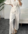 Pullaps Tasarım Keten Pantolonlu Takım