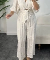 Pullaps Tasarım Keten Pantolonlu Takım
