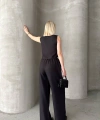 Pullaps Yelek Pantolon Keten İkili Takım Siyah