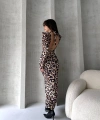 Sırt Dekolteli Leopar Desenli Elbise
