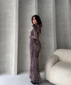 Sırt Dekolteli Leopar Desenli Elbise