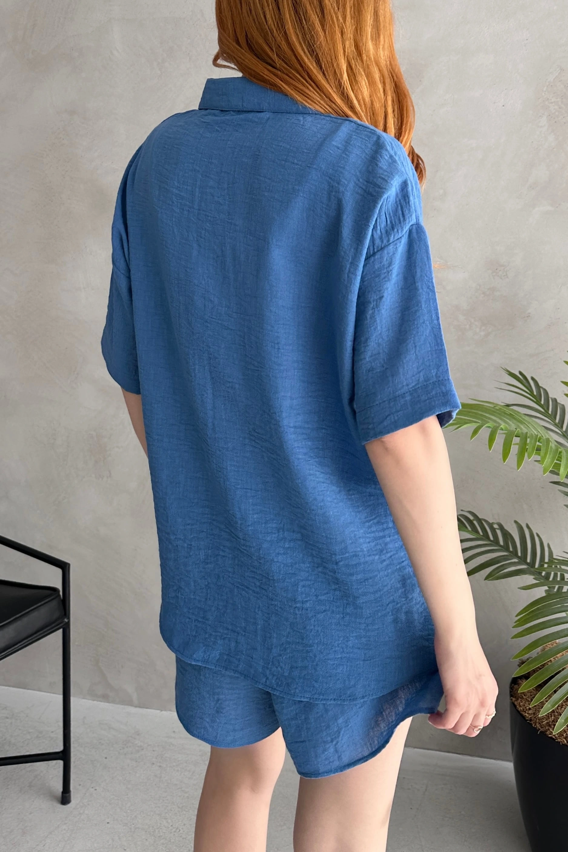 Aerobin Keten Kısa Kol Gömlek ve Şort Alt Üst Takım