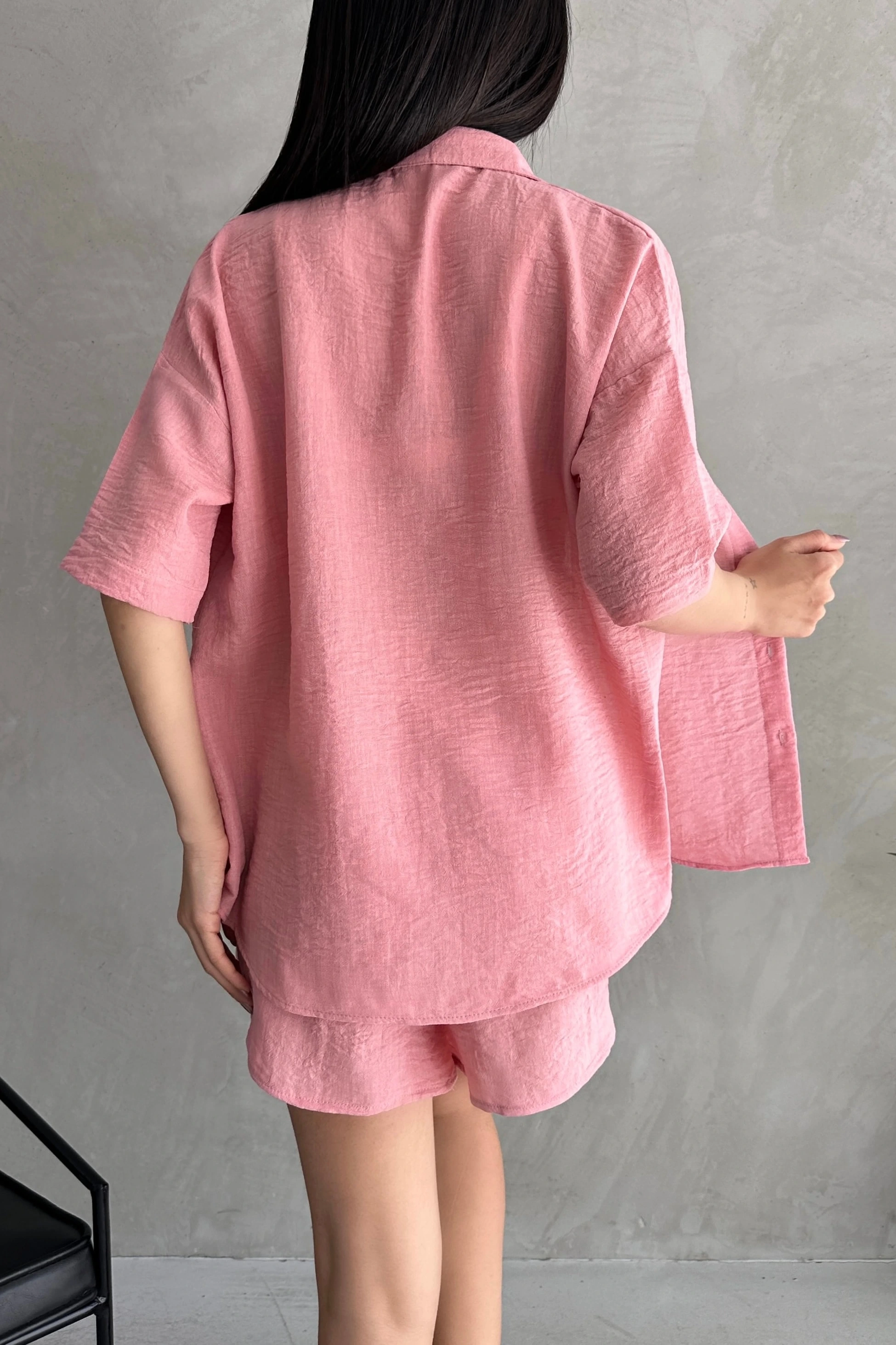 Aerobin Keten Kısa Kol Gömlek ve Şort Alt Üst Takım