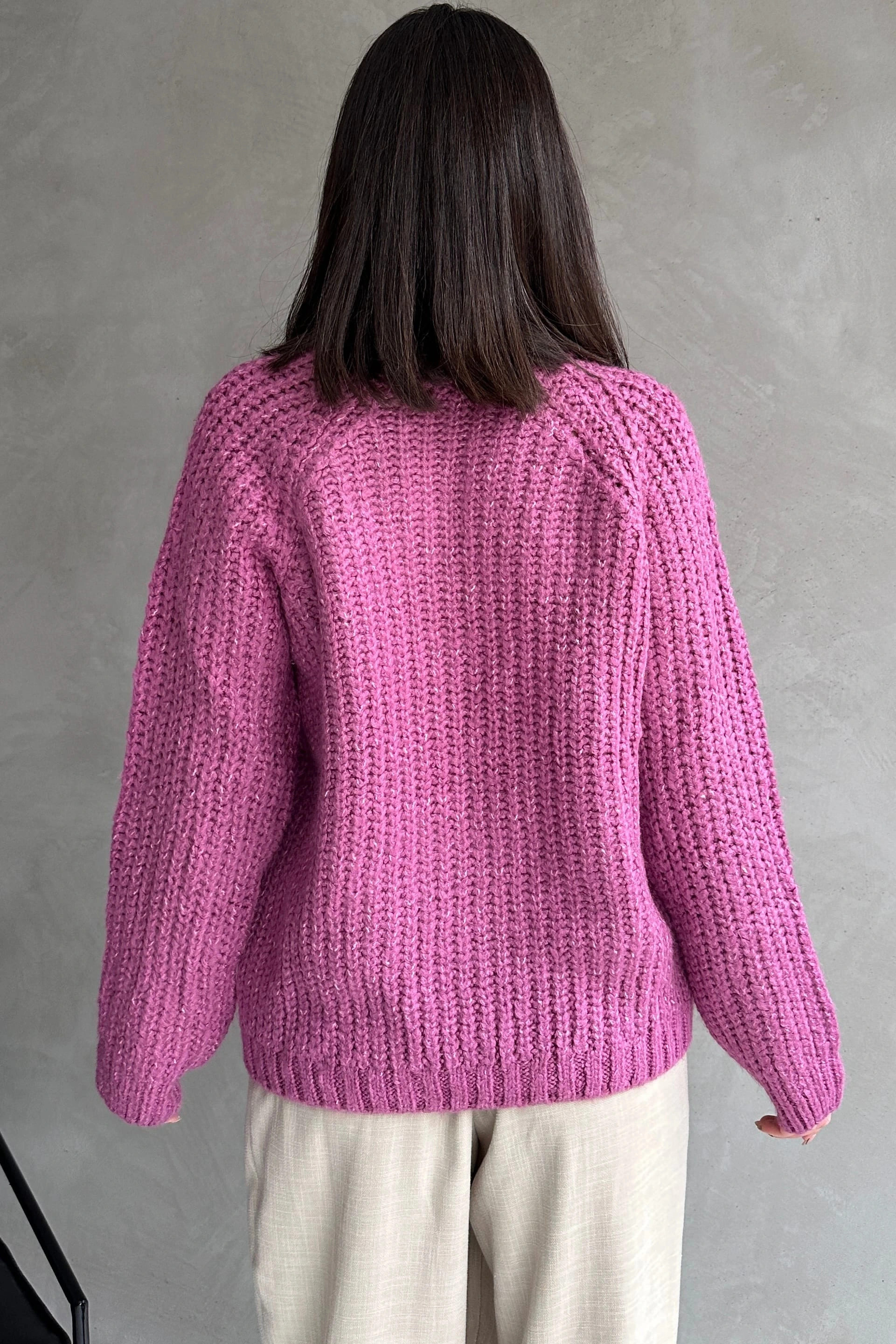 Bisiklet Yaka Bürümcük Detaylı Triko Kazak