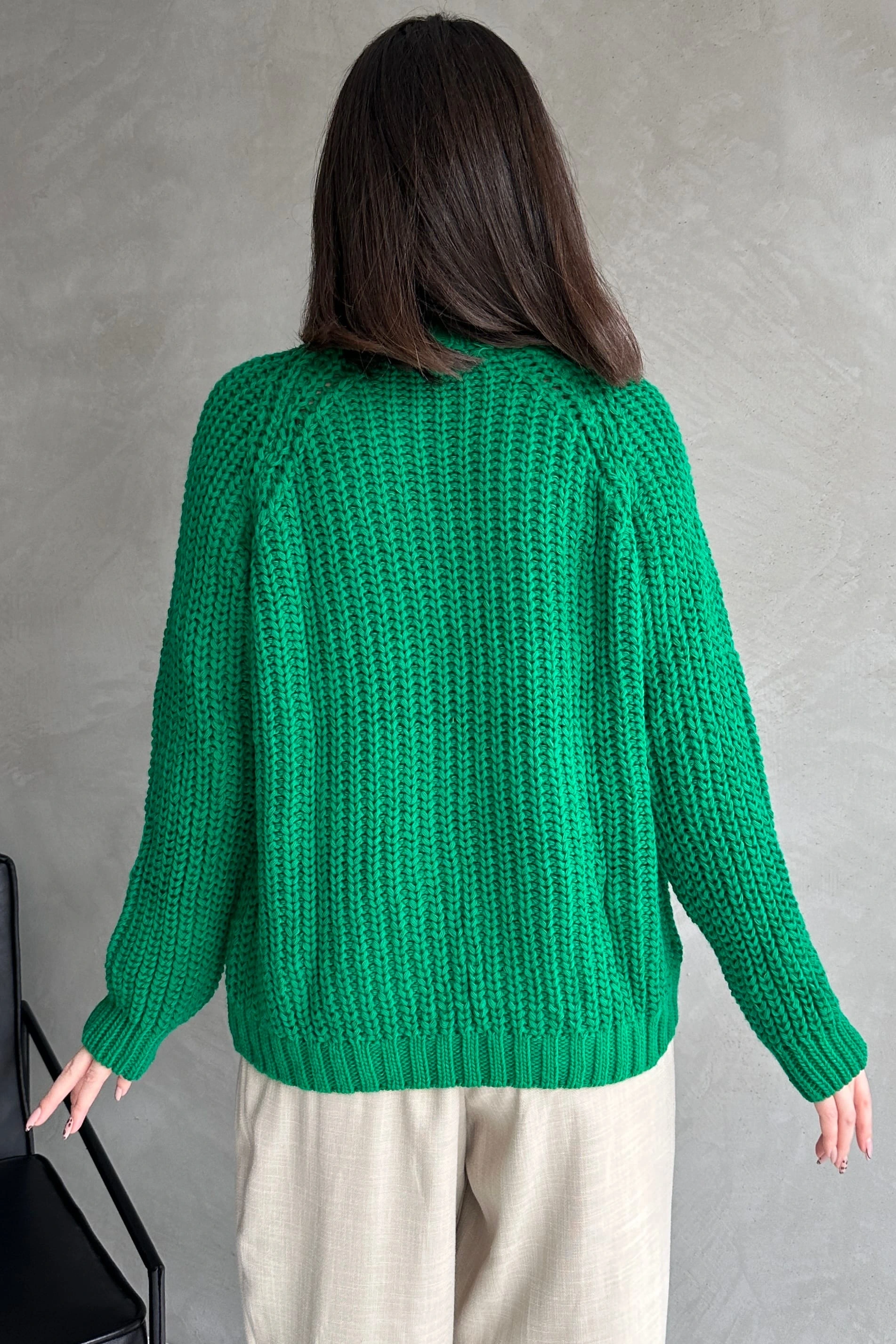 Bisiklet Yaka Bürümcük Detaylı Triko Kazak