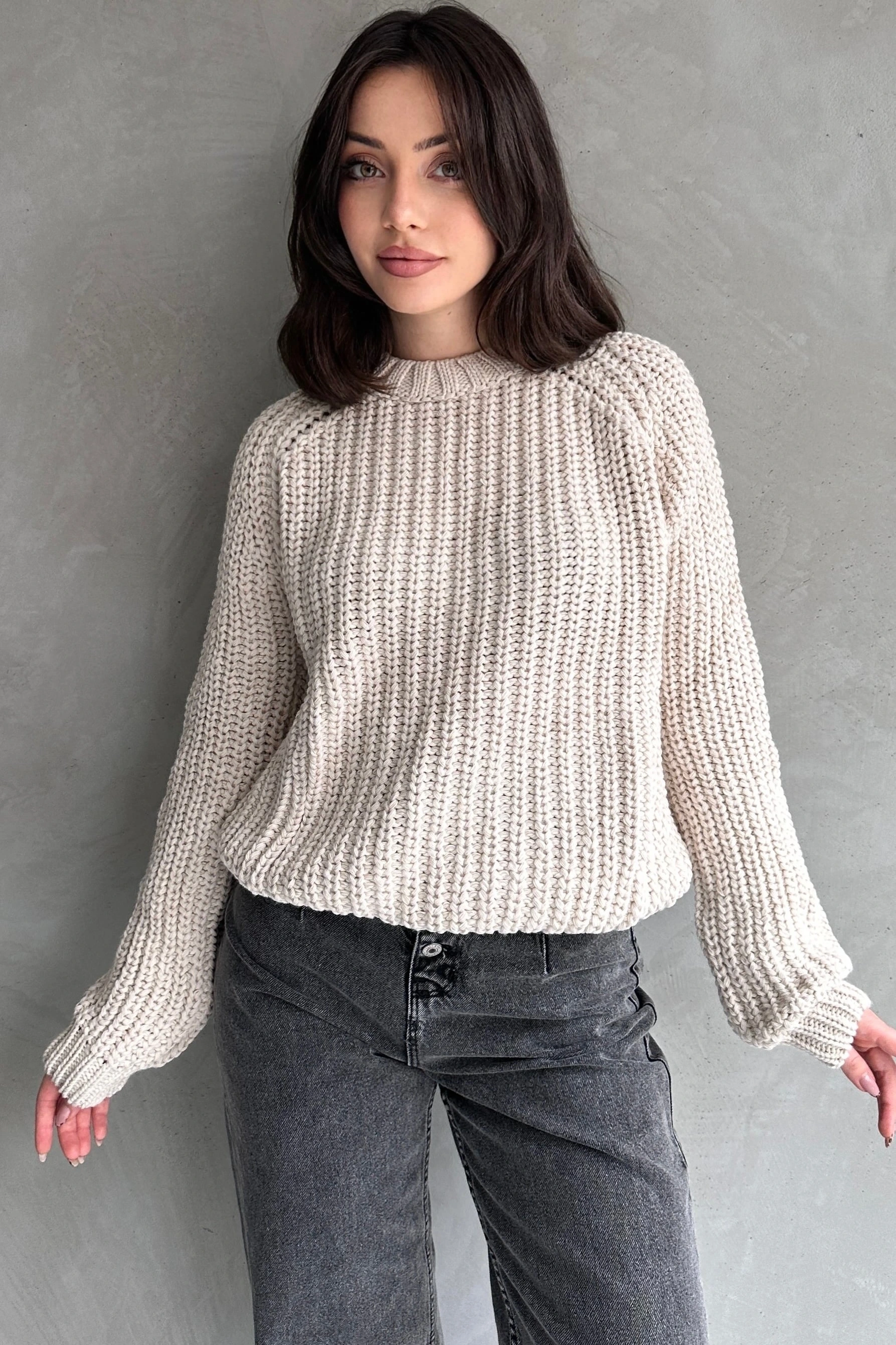 Bisiklet Yaka Selanik Örgü Triko Kazak