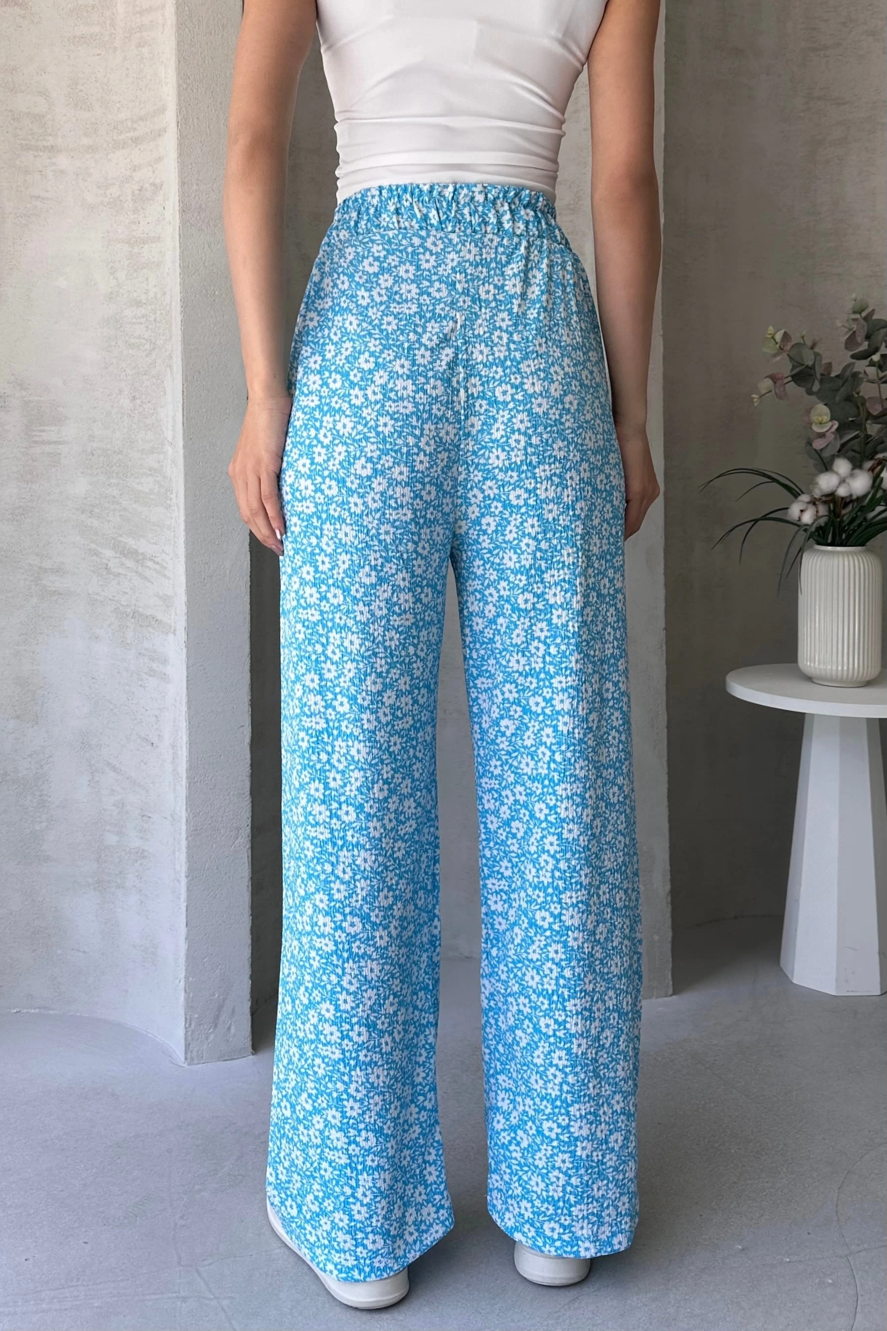 Desenli Beli Lastikli Bürümcük Pantolon