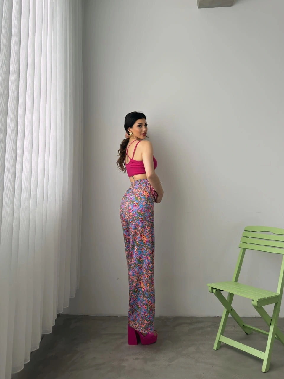 Desenli Beli Lastikli Bürümcük Pantolon