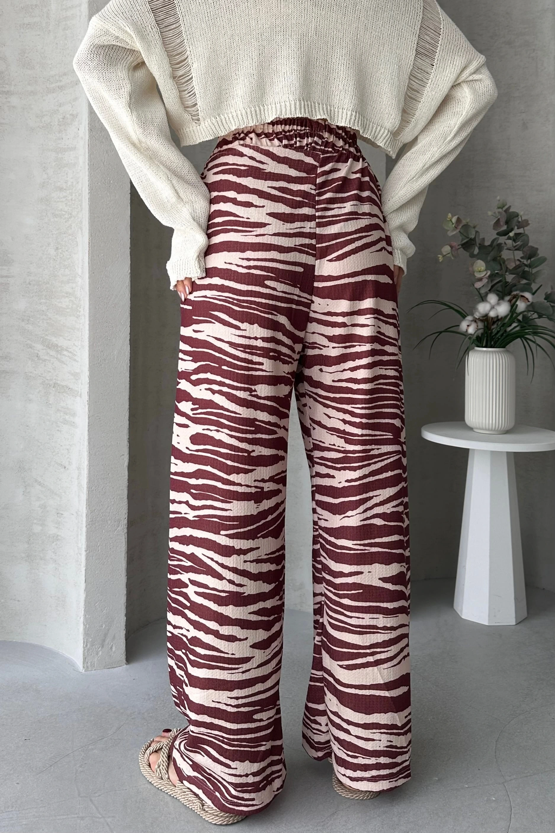 Desenli Beli Lastikli Bürümcük Pantolon