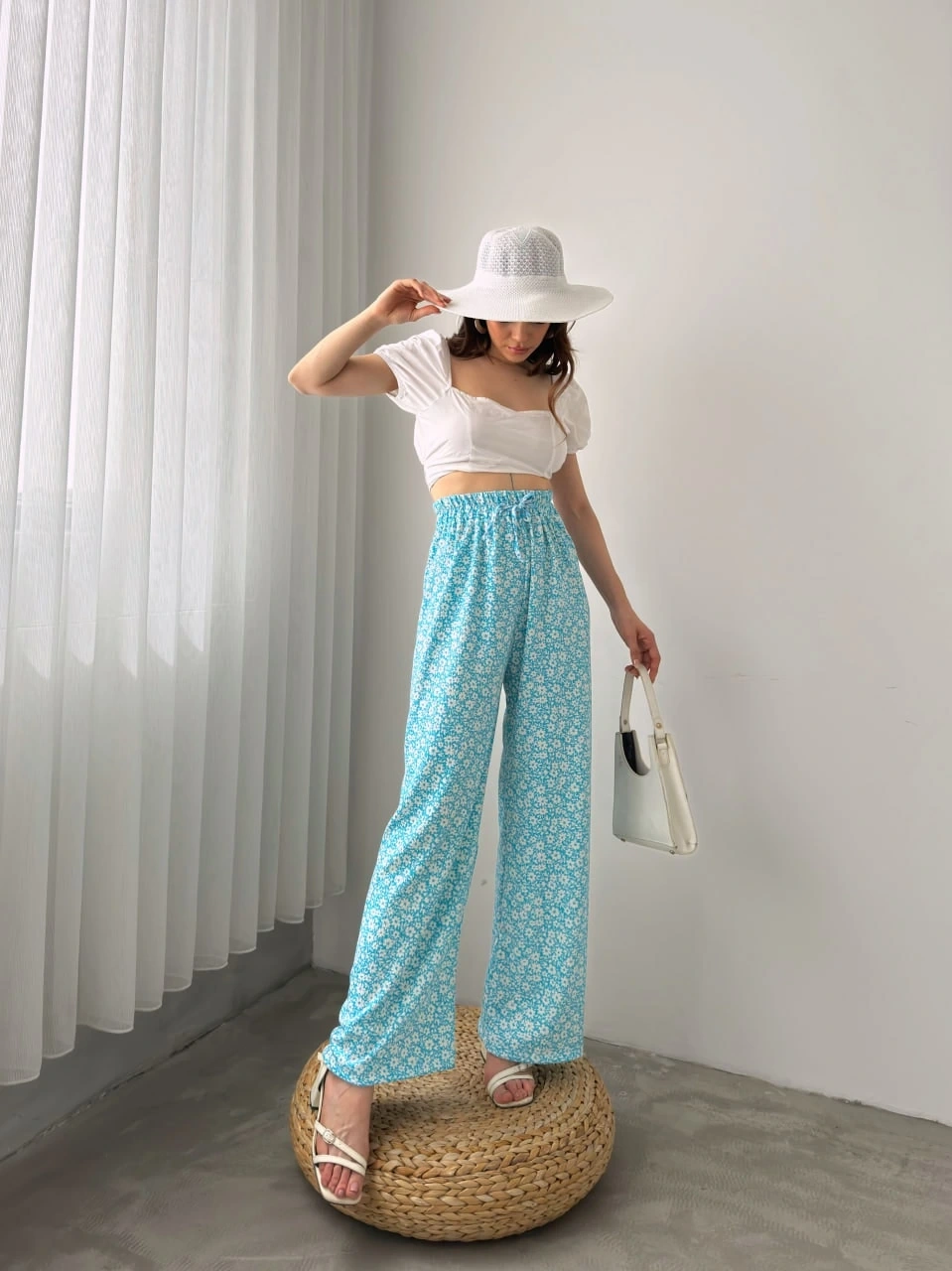 Desenli Beli Lastikli Bürümcük Pantolon