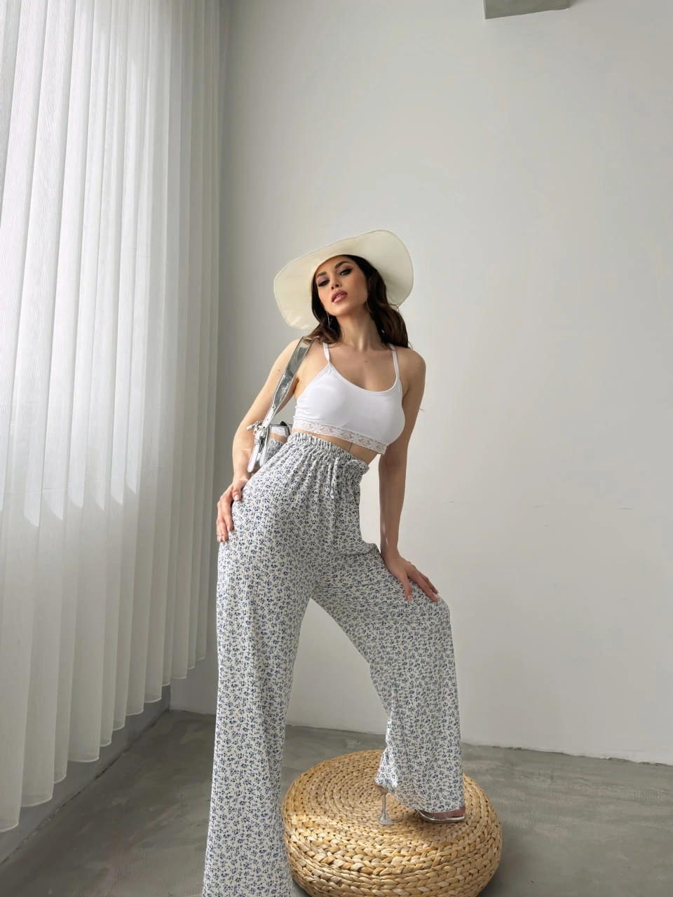 Desenli Beli Lastikli Bürümcük Pantolon