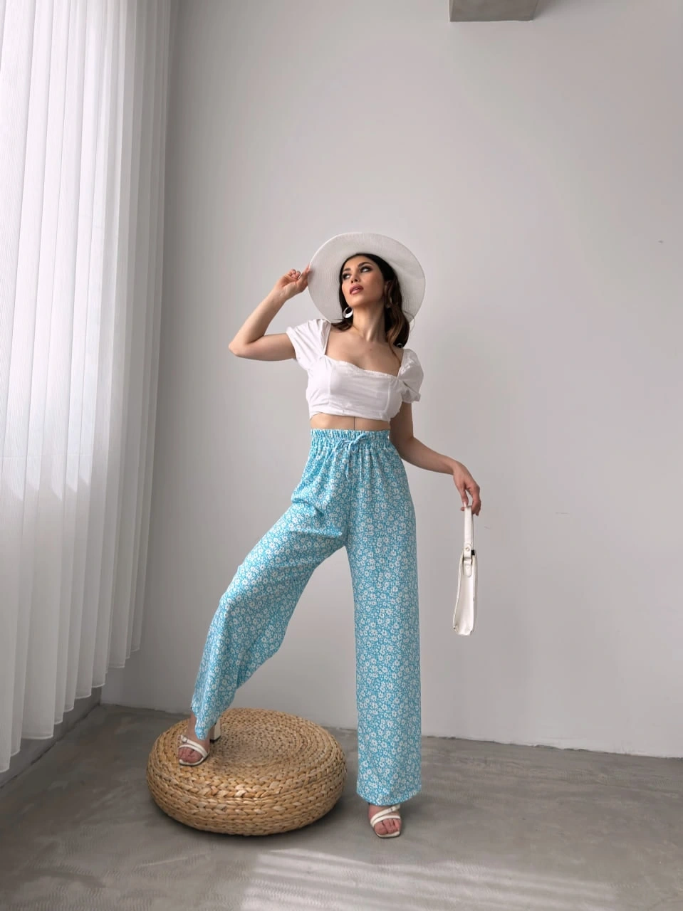 Desenli Beli Lastikli Bürümcük Pantolon