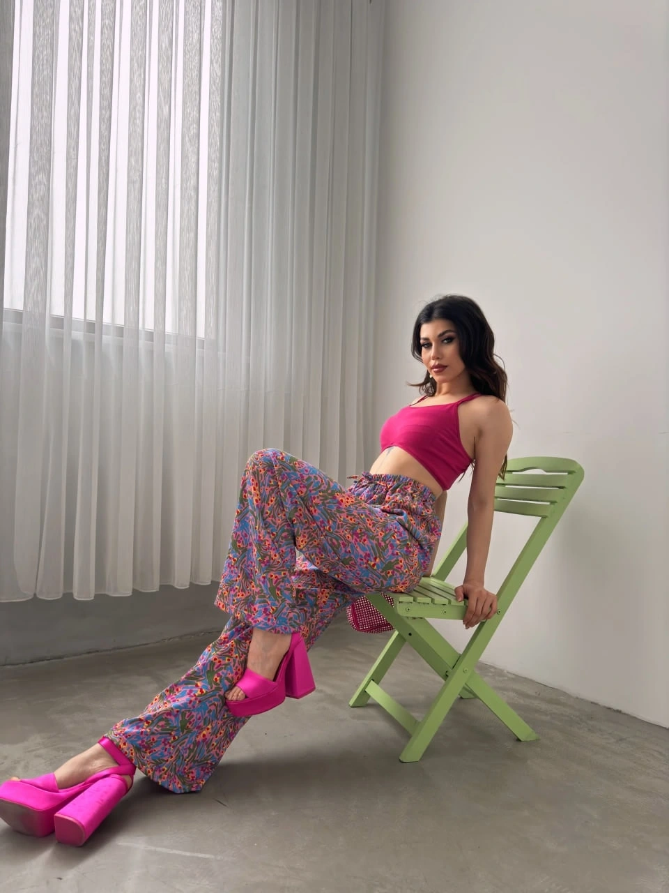 Desenli Beli Lastikli Bürümcük Pantolon