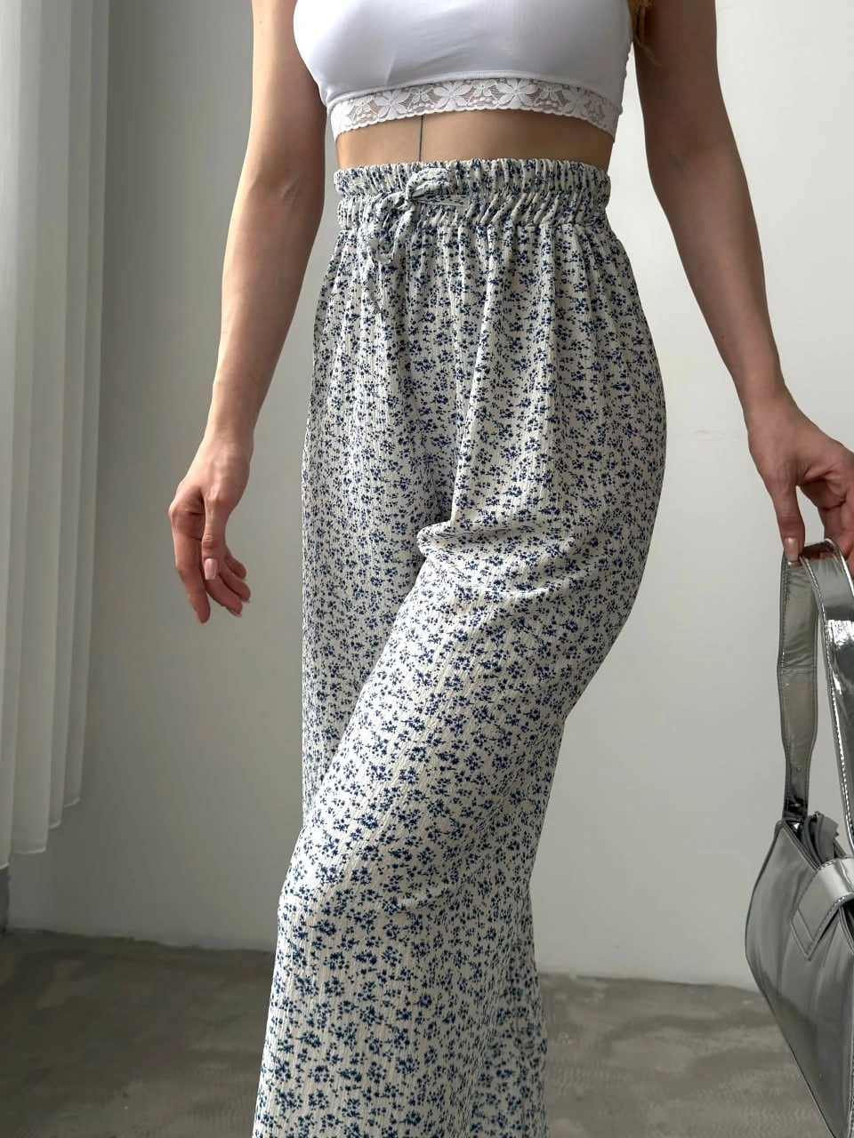 Desenli Beli Lastikli Bürümcük Pantolon