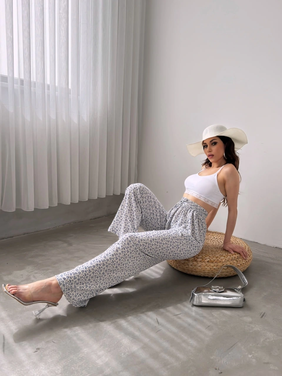 Desenli Beli Lastikli Bürümcük Pantolon