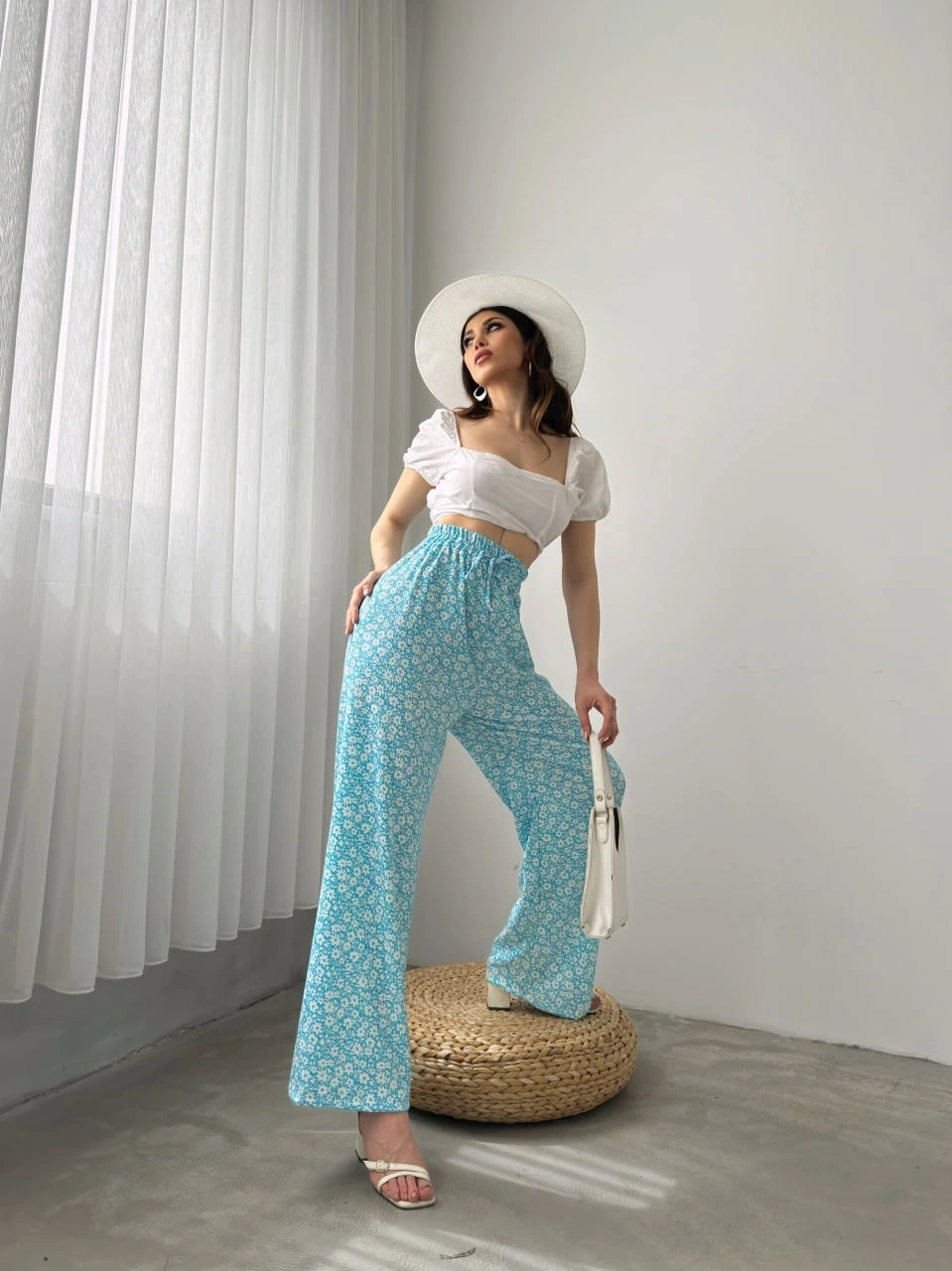 Desenli Beli Lastikli Bürümcük Pantolon