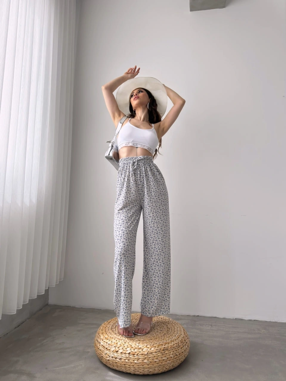 Desenli Beli Lastikli Bürümcük Pantolon