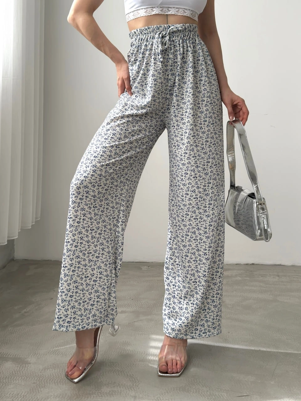 Desenli Beli Lastikli Bürümcük Pantolon