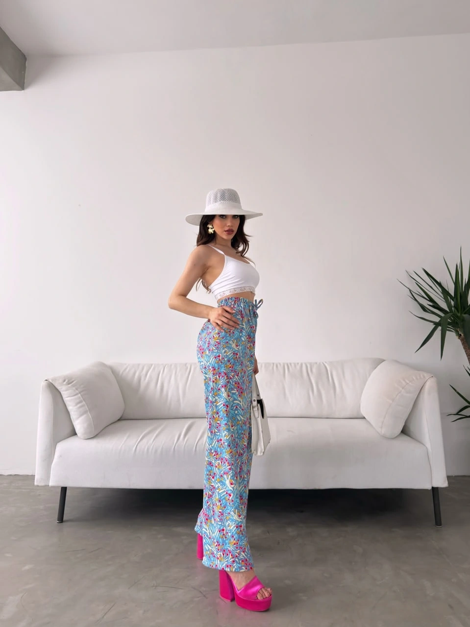 Desenli Beli Lastikli Bürümcük Pantolon