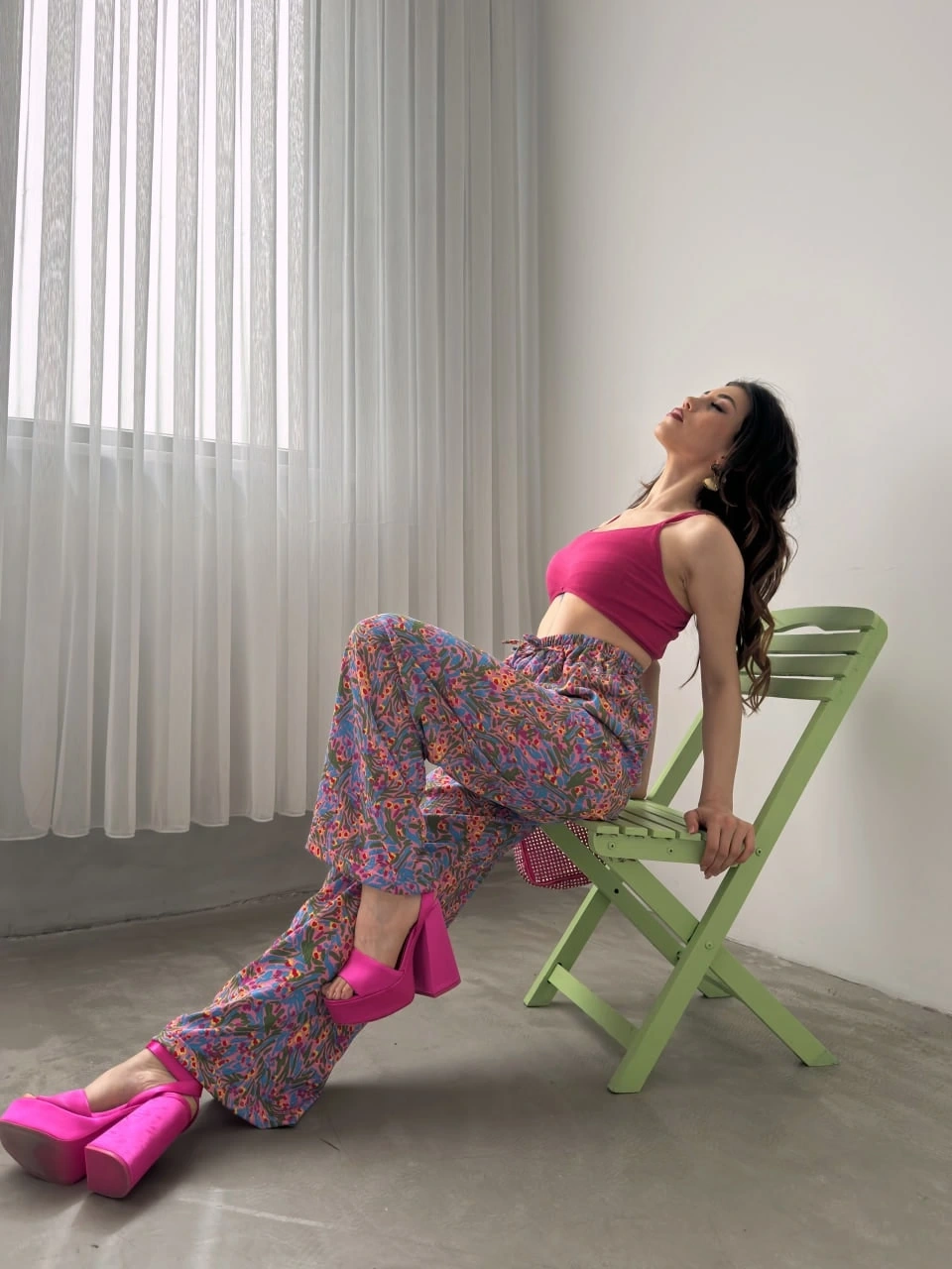 Desenli Beli Lastikli Bürümcük Pantolon