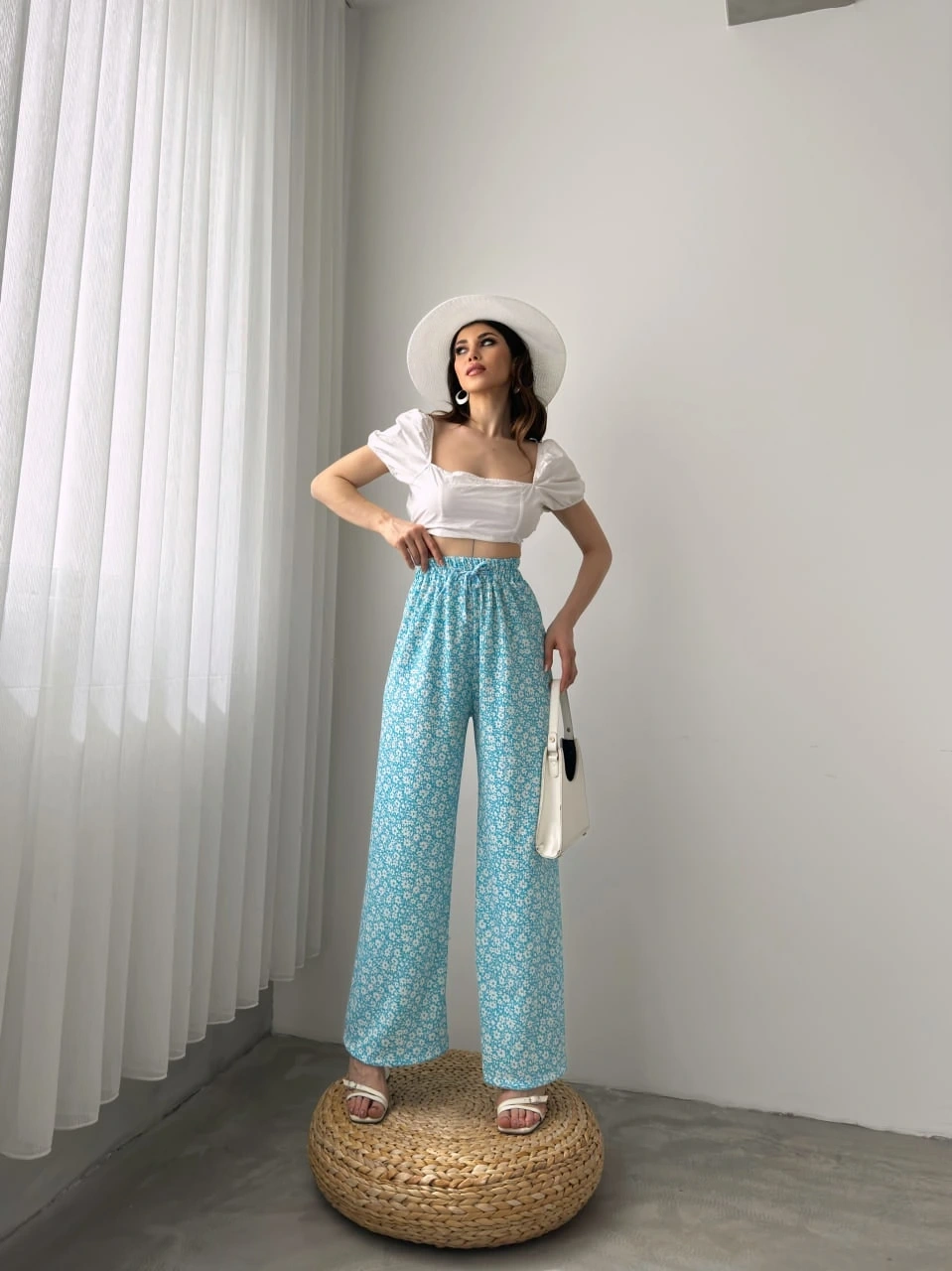 Desenli Beli Lastikli Bürümcük Pantolon