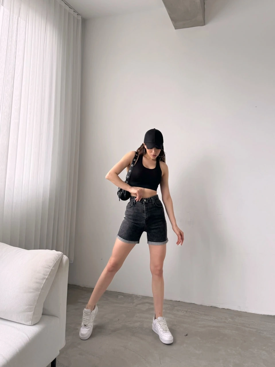 Duble Paça Yıkamalı Denim Şort