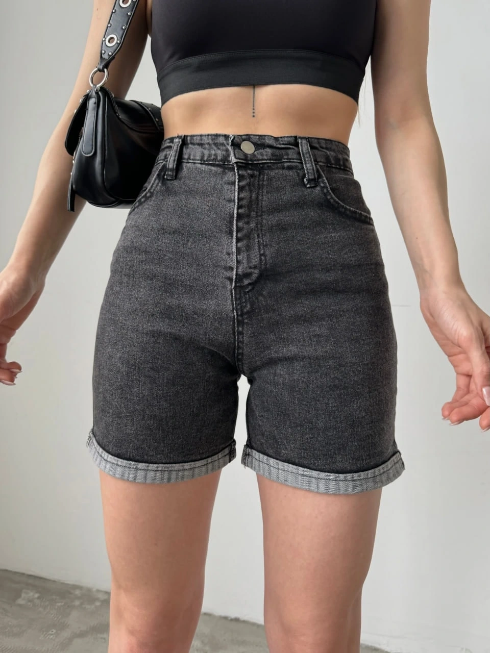 Duble Paça Yıkamalı Denim Şort