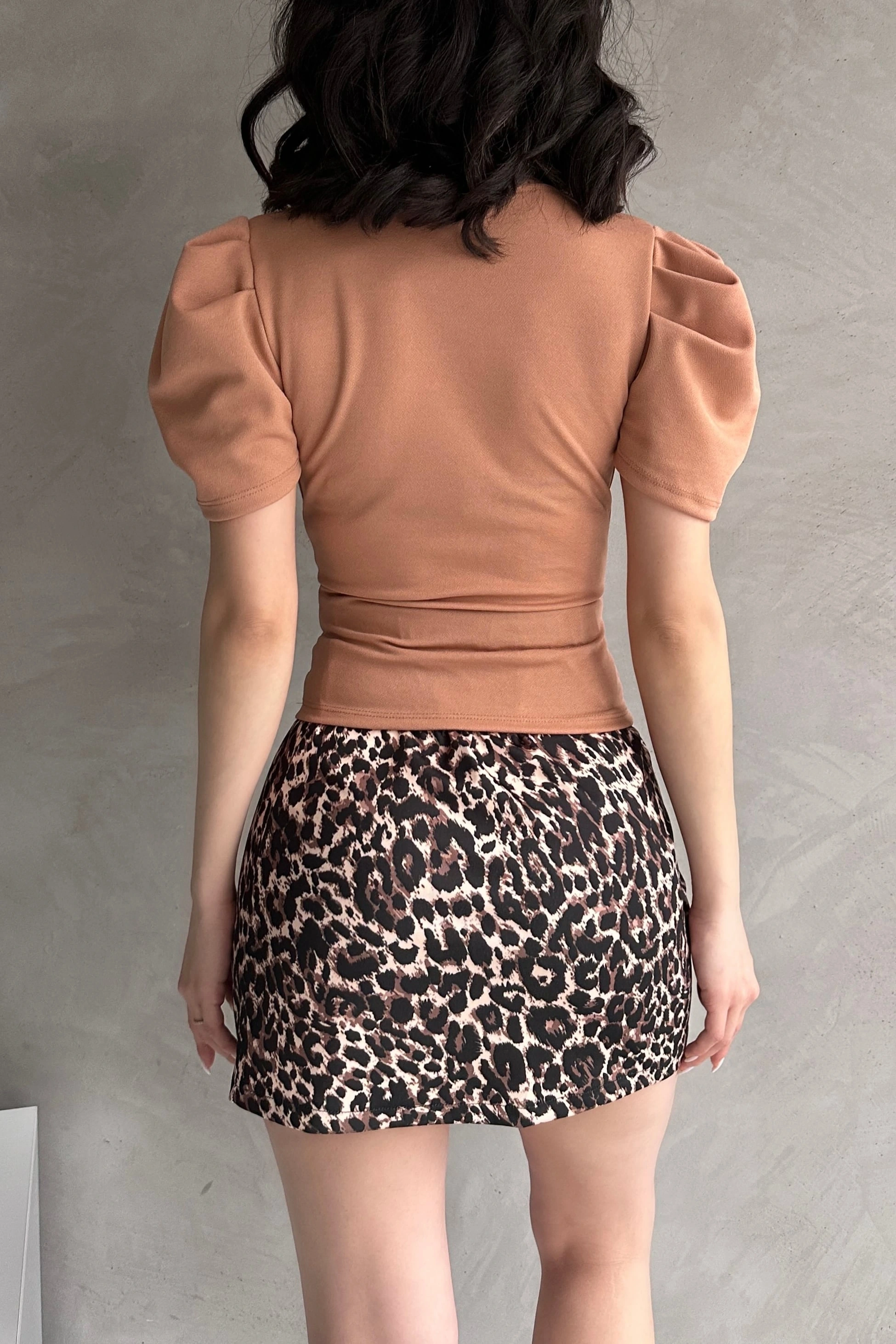 Kruvaze Yaka Karpuz Kol Crep Bluz