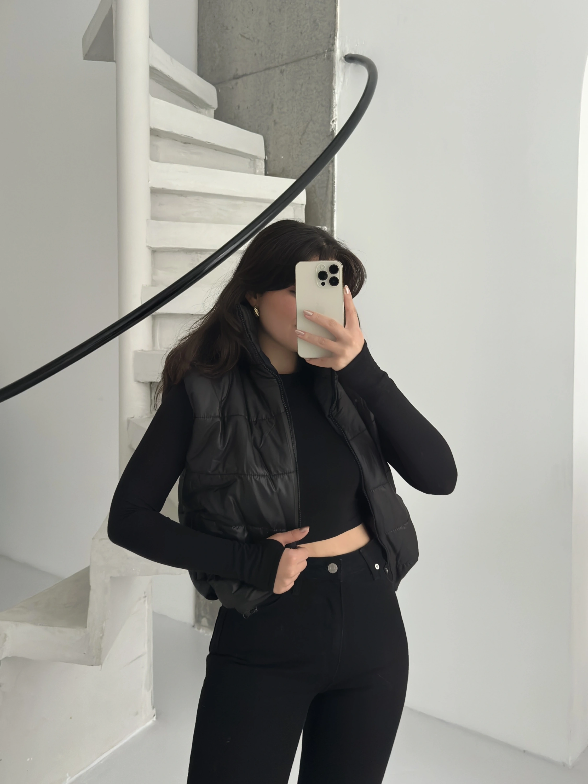 Pullaps Altı Lastikli Çift Cepli Şişme Yelek Siyah