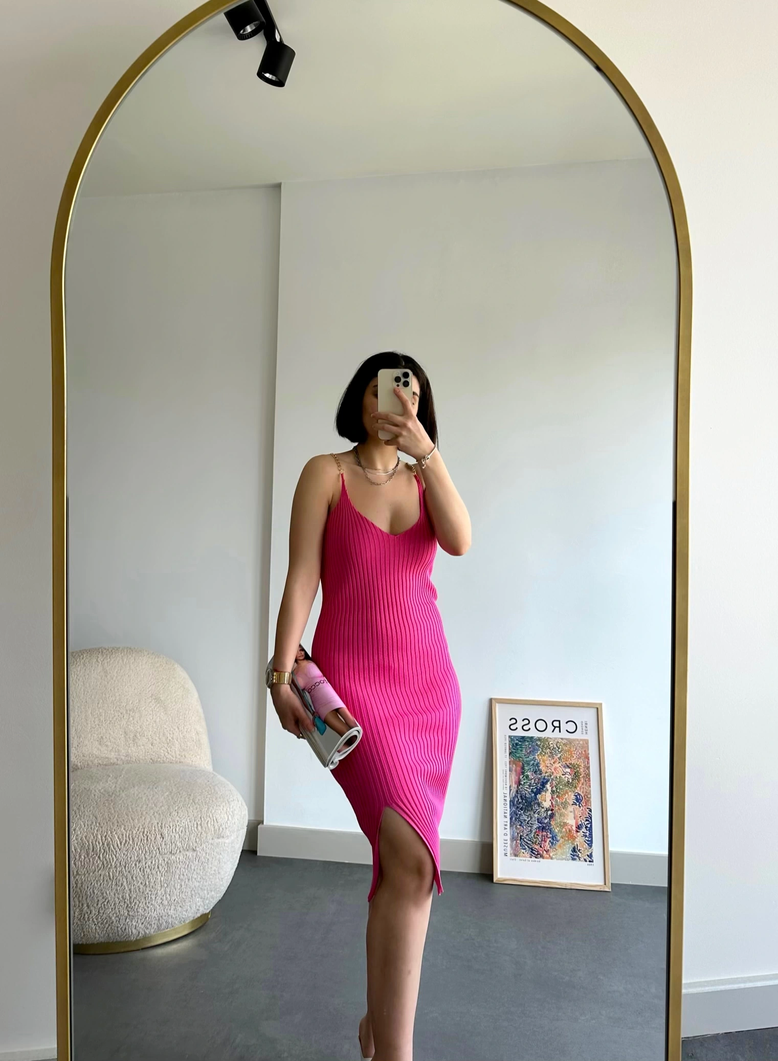 Pullaps Askısı Zincirli Triko Elbise