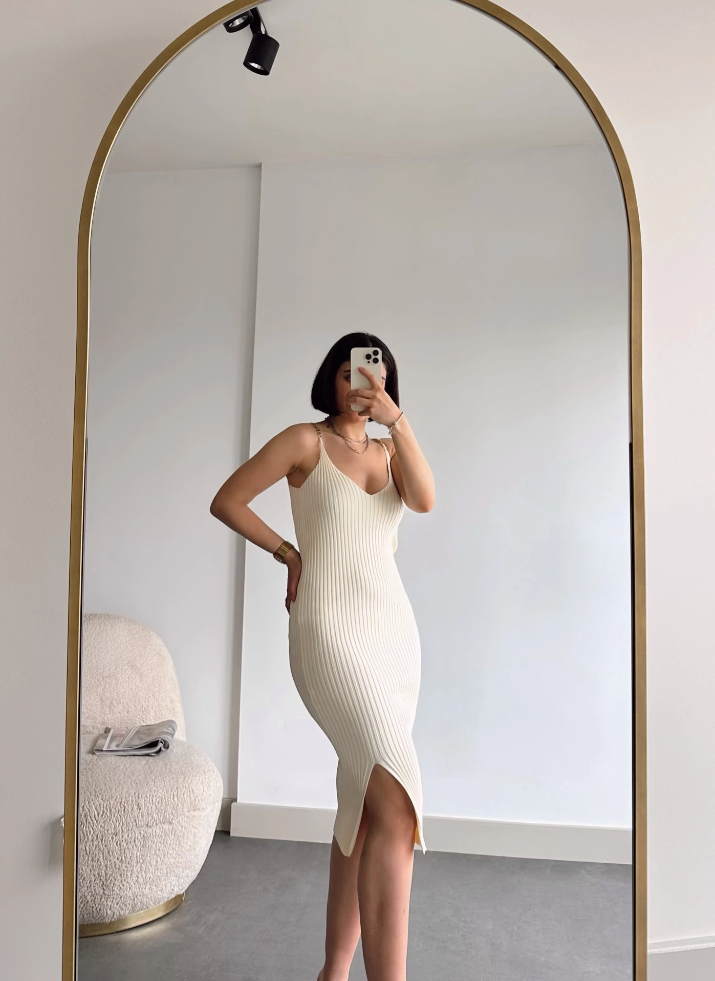 Pullaps Askısı Zincirli Triko Elbise